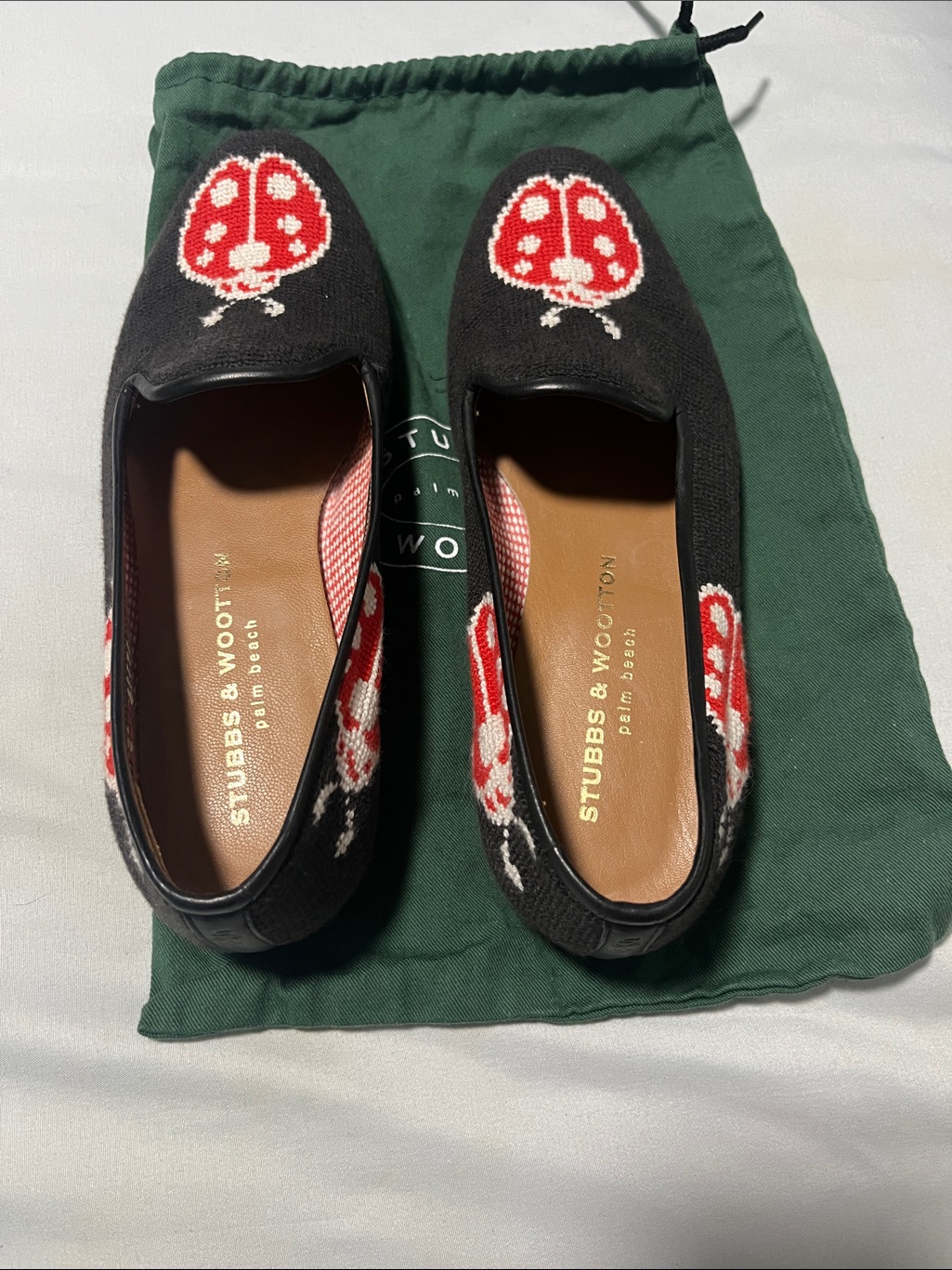 Stubbs & Wootton Black Knit Ladybug Design